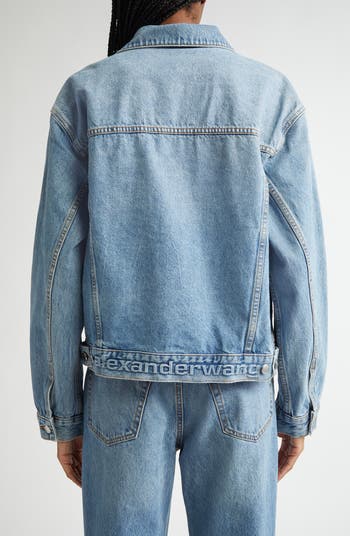 Oversize Logo Embossed Denim Trucker Jacket