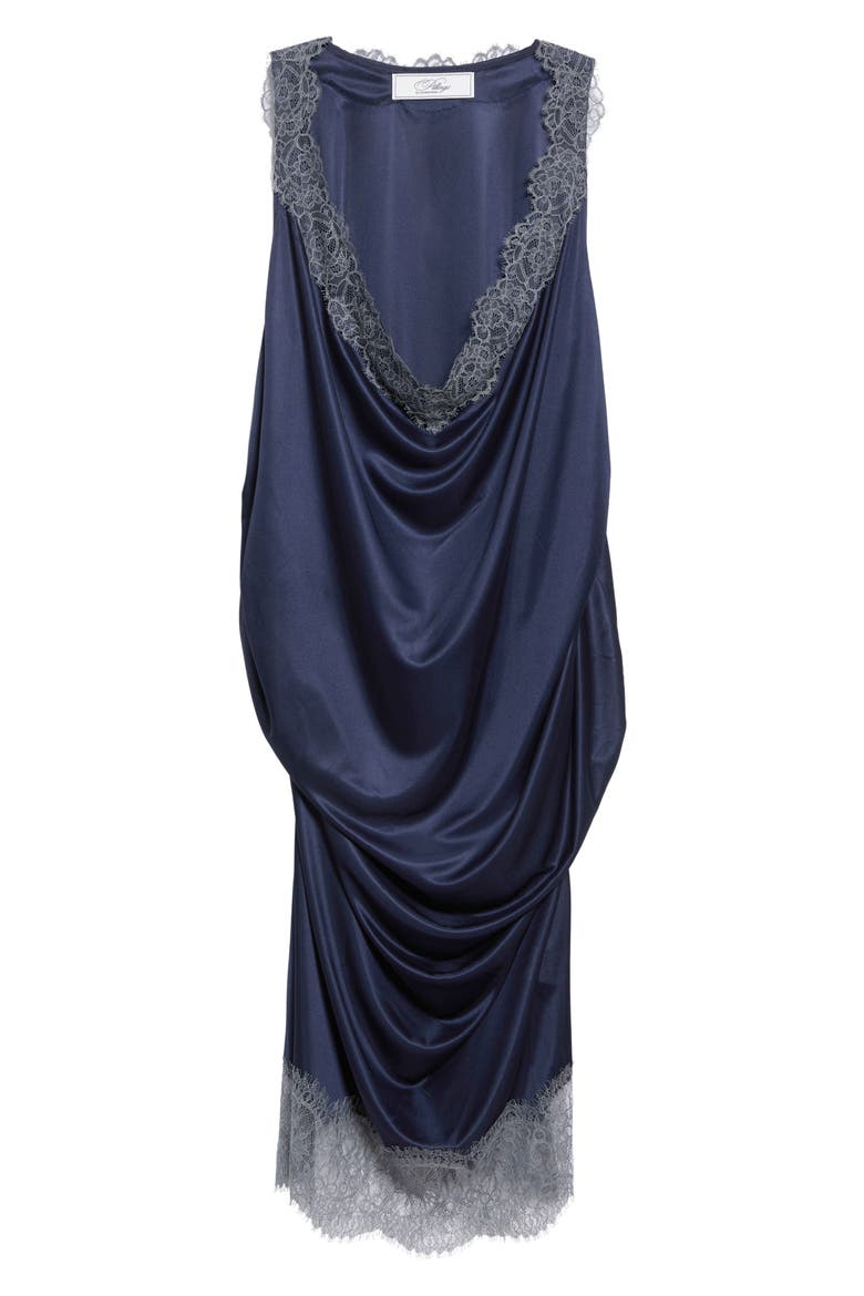 Lace Trim Charmeuse Slipdress, Main, color, NAVY