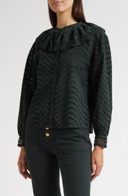 Ulla Johnson Fia Scallop Eyelet Ruffle Top