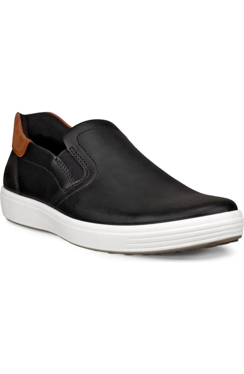 ECCO Soft 7 Slip-On Sneaker, Main, color, Black/ Cognac