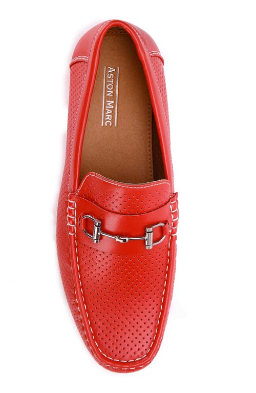 Aston Marc Perforated Bit Loafer In Red