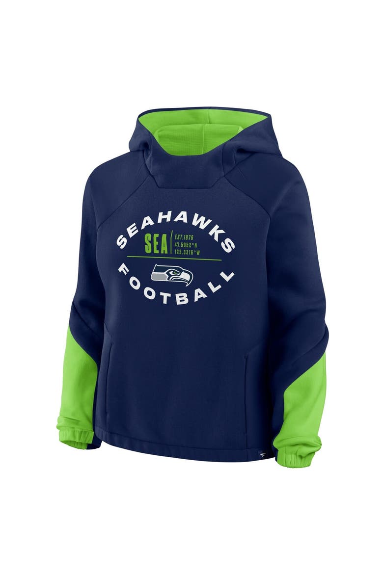 Women's Fanatics College Navy Seattle Seahawks Oversized Redzone Bubble Screen Pullover Hoodie, Alternate, color, College Navy