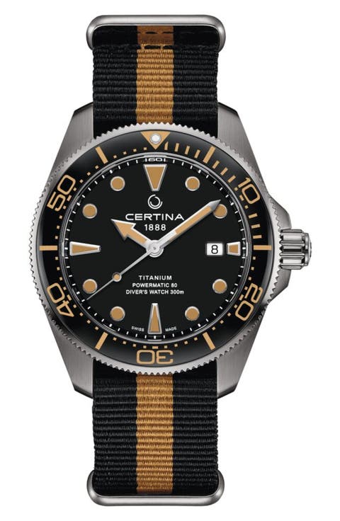 DS Action Diver Swiss Automatic Textile Strap Watch, 43mm