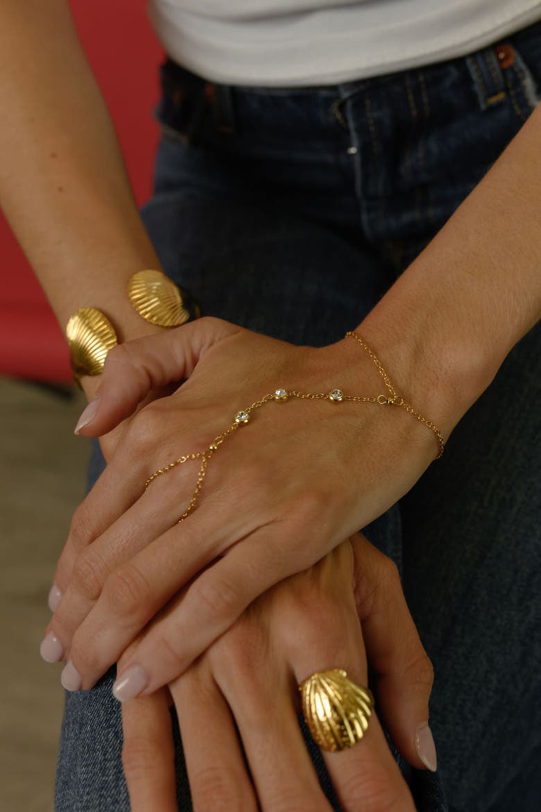 Anna Bezel Hand Chain, Alternate, color, Gold