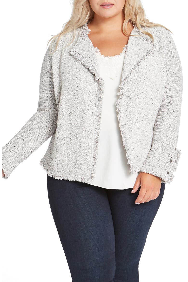Fringe Mix Knit Jacket, Main, color, SUGAR COOKIE