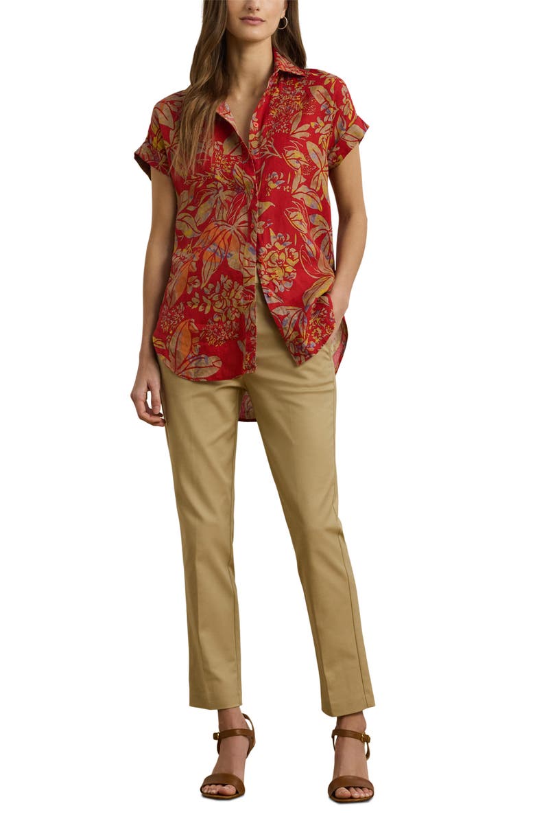 Lauren Ralph Lauren Floral Print Linen Shirt, Alternate, color, 