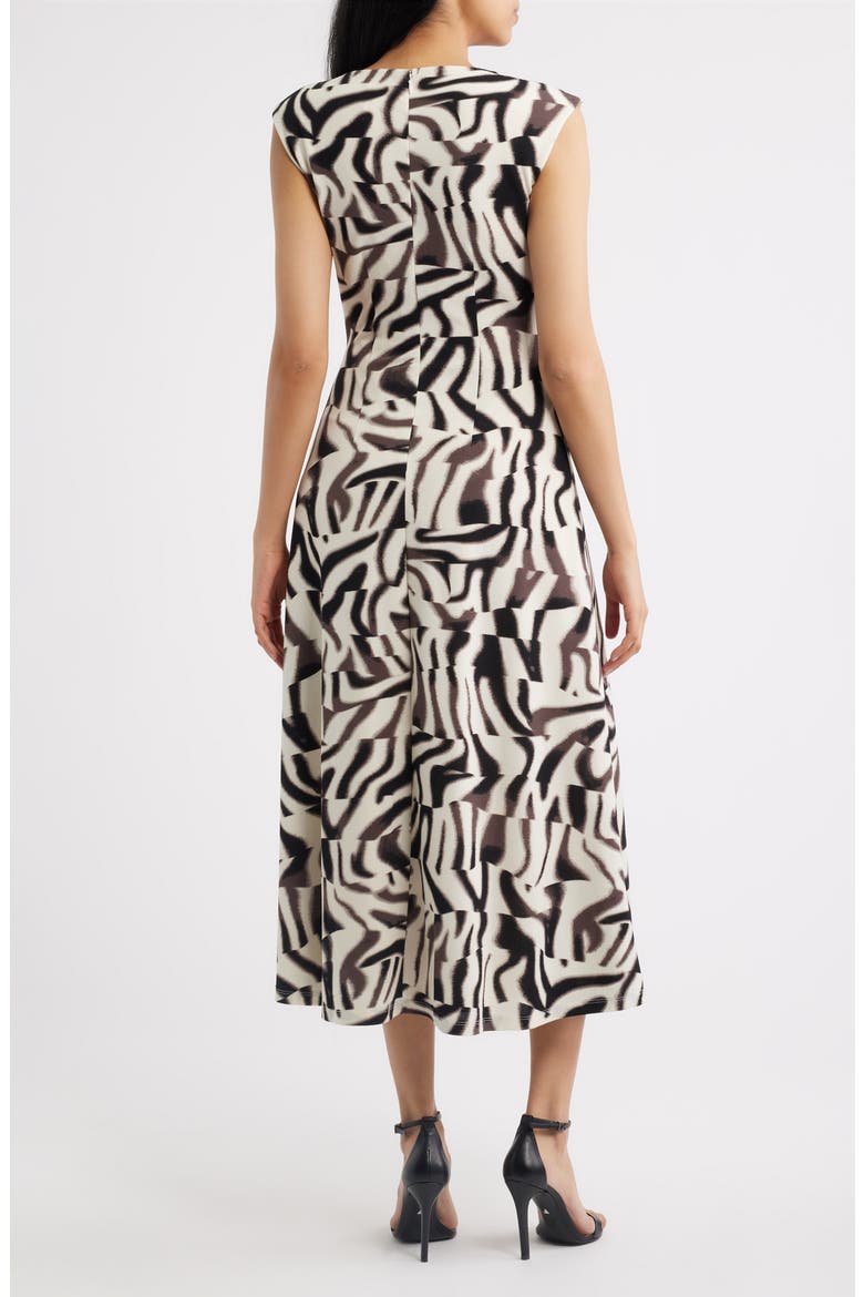 Ruched Sleeveless Jersey Midi Dress, Alternate, color, MOLLASSES/ WHITE DOVE
