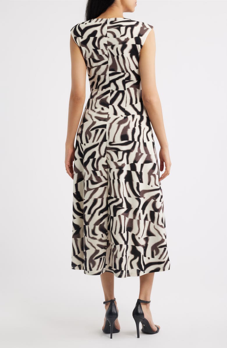 Anne Klein Ruched Sleeveless Jersey Midi Dress, Alternate, color, Mollasses/ White Dove