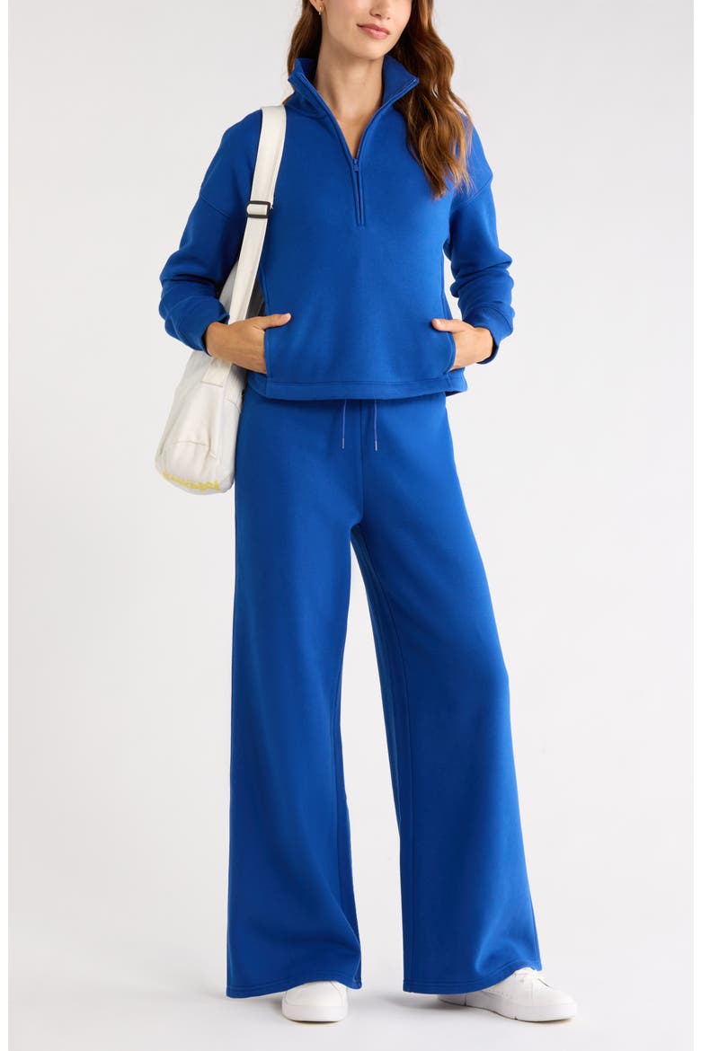 Exhale Fleece Half Zip Pullover, Alternate, color, BLUE SODALITE