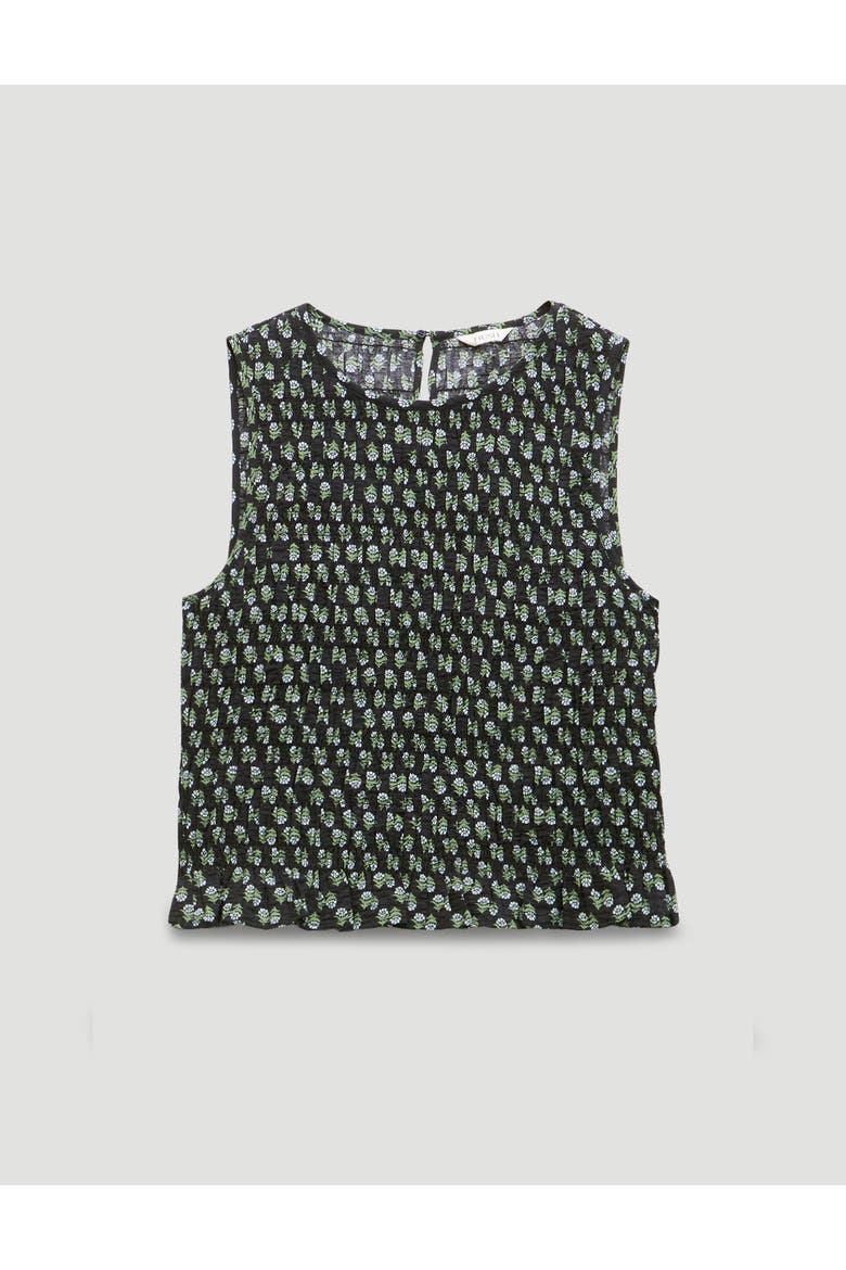 Luxa Shirred Crinkle Shell Top, Alternate, color, Floral Blue