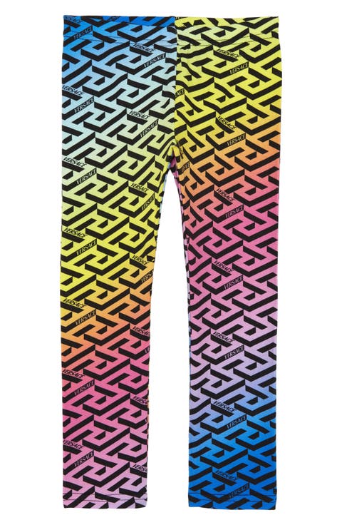 Kids' La Greca Rainbow Monogram Stretch Cotton Leggings