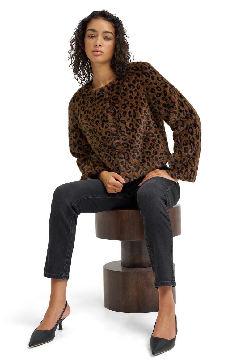 Leopard Print Faux Fur Cropped Jacket, Alternate, color, LEOPARD PRINT