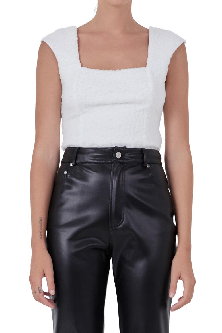 Textured Tulle Cap Sleeve Top, Alternate, color, WHITE