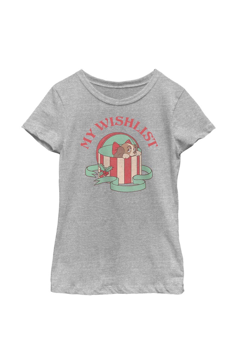Lady and the Tramp Girl's Lady and the Tramp Christmas My Wishlist  Graphic T-Shirt, Main, color, Athletic Heather