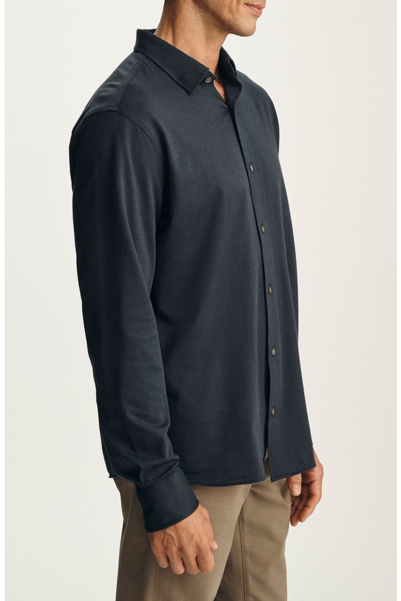 Cotton Blend Button-Up Shirt, Alternate, color, TOTAL ECLIPSE