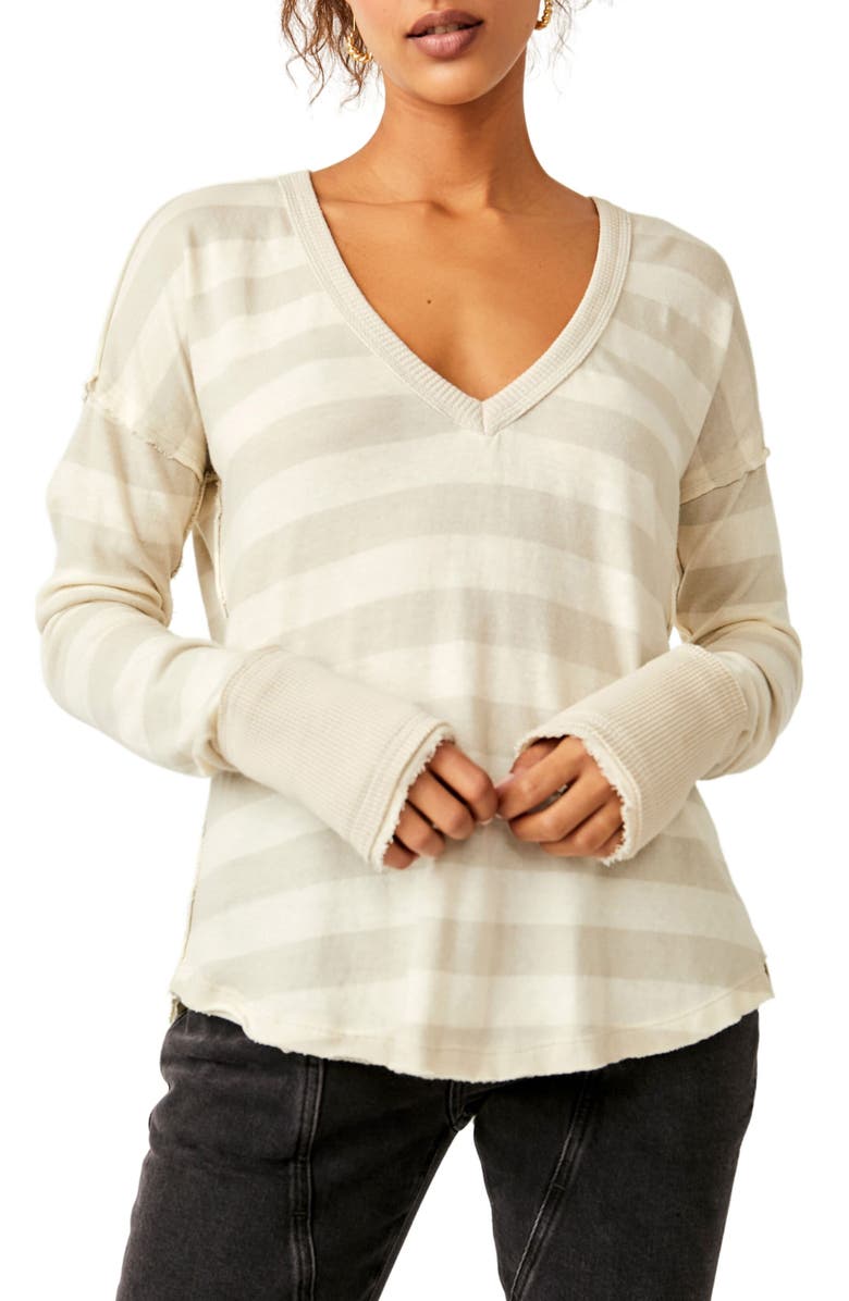 Free People Sail Away Stripe Long Sleeve T-Shirt, Main, color, 