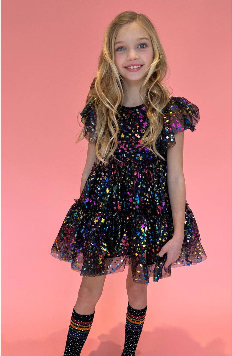 Lola + The Boys Shining Rainbow Star Tulle Dress, Alternate, color, Multicolor