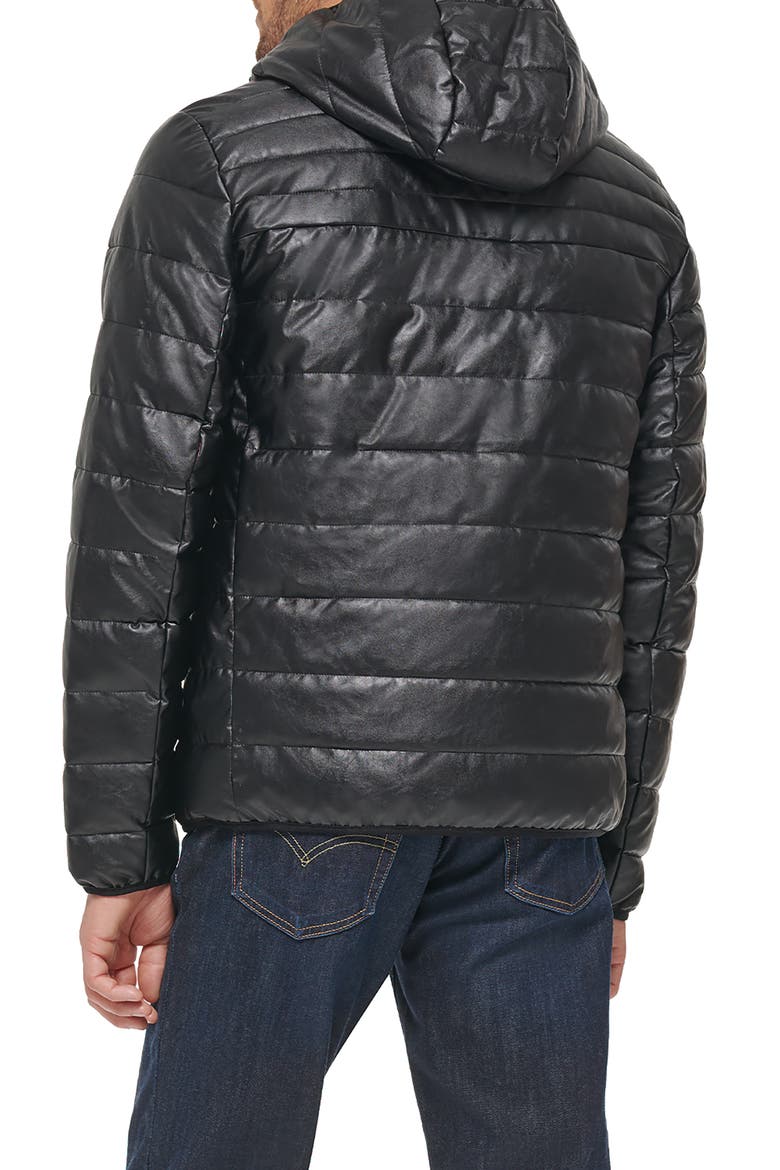 Faux Leather Quilted Jacket, Alternate, color, BLACK