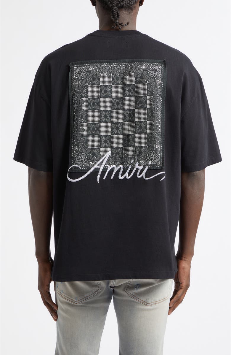 AMIRI Oversize MA Check Patch Appliqué Skate T-Shirt, Alternate, color, Black