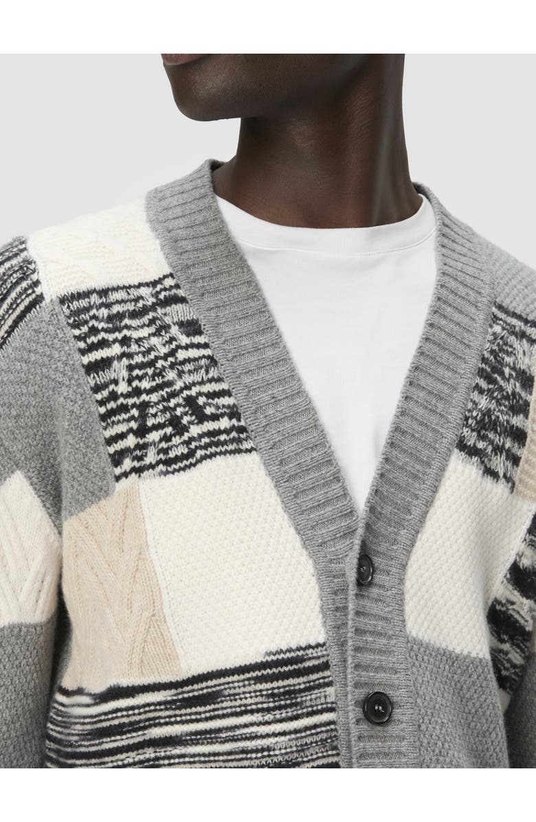 Missoni The Cardigan In Pure Wool With Flame And Zigzag Inserts, Alternate, color, Beige & Grey