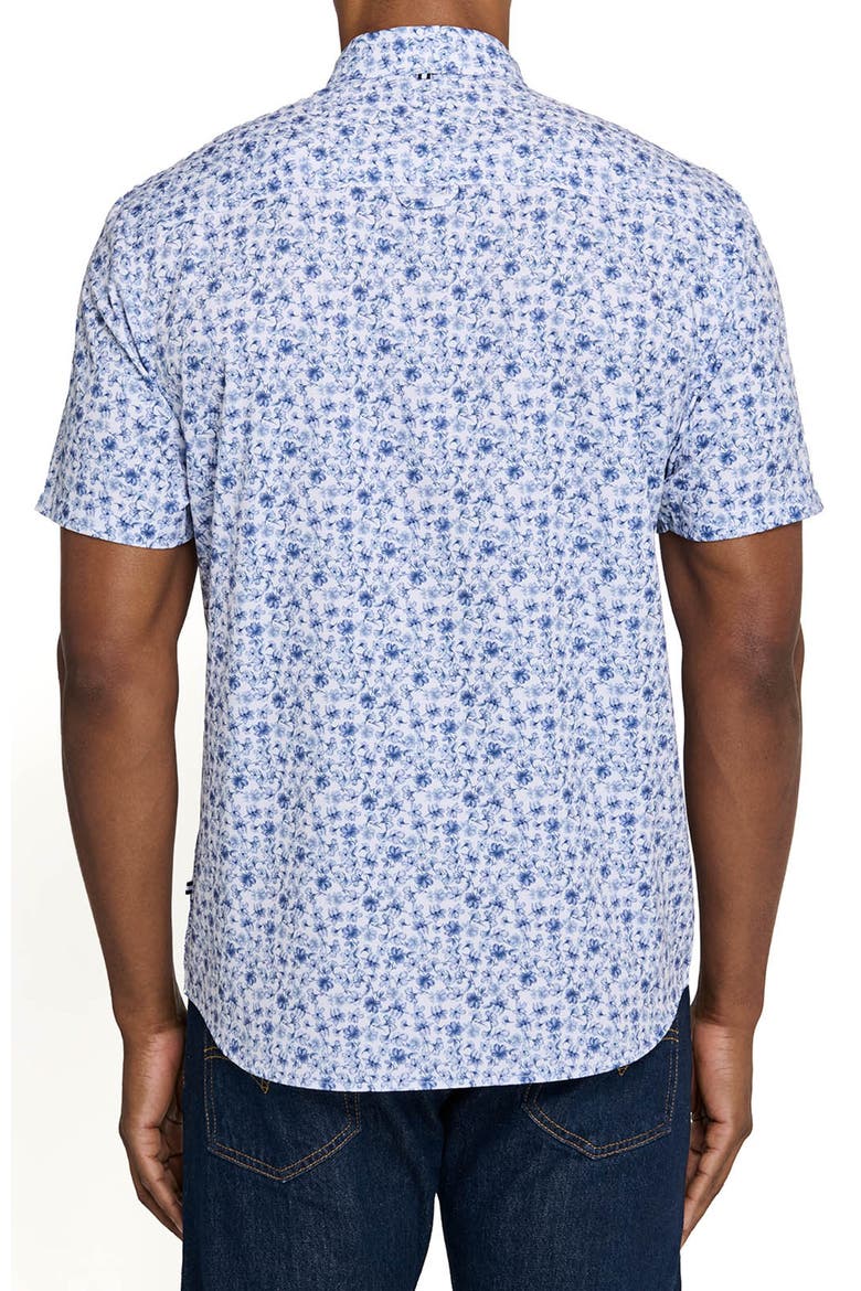 Greenpoint Garden Short Sleeve Button Down Performance Shirt, Alternate, color, WHITE/BLUE