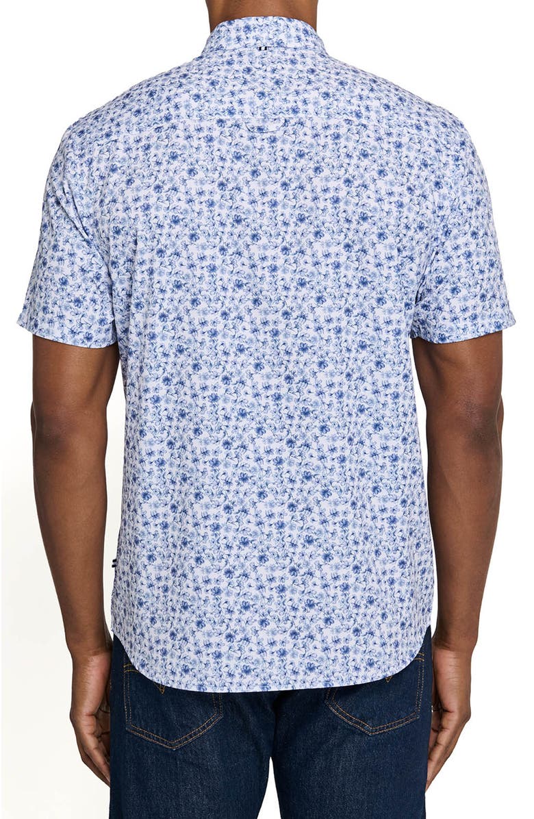 Brooklyn Brigade Greenpoint Garden Short Sleeve Button Down Performance Shirt, Alternate, color, White/Blue