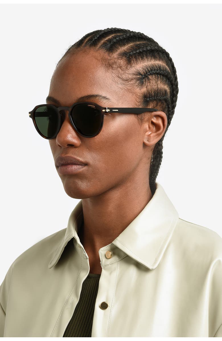 Carrera Eyewear 50mm Round Sunglasses, Alternate, color, Havana/ Green