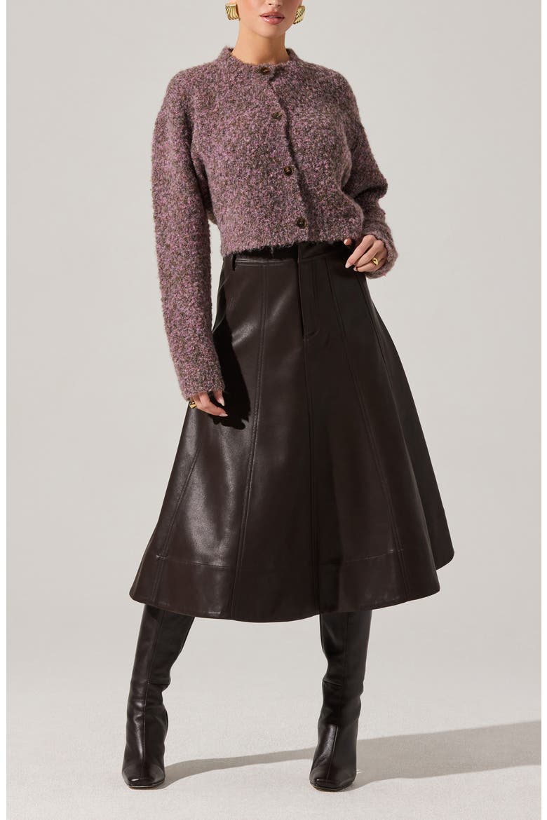 Zhuri Faux Leather A-Line Midi Skirt, Alternate, color, DARK BROWN