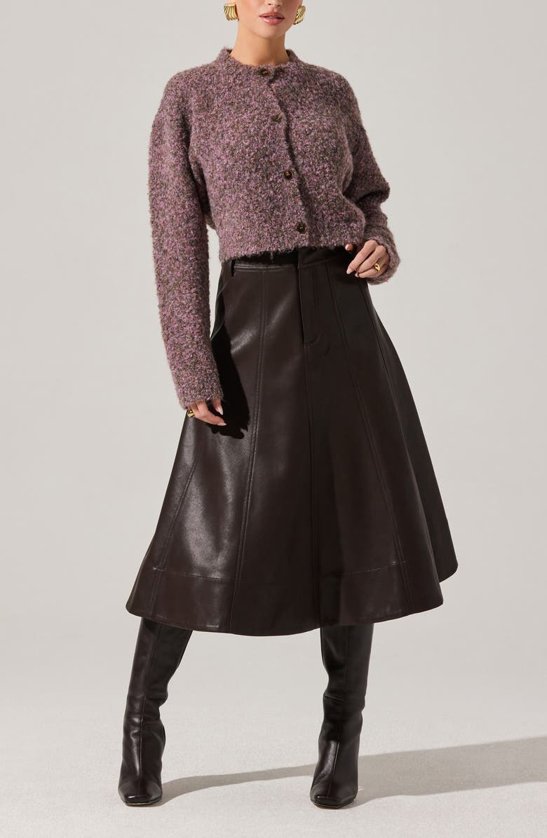 ASTR the Label Zhuri Faux Leather A-Line Midi Skirt, Alternate, color, Dark Brown