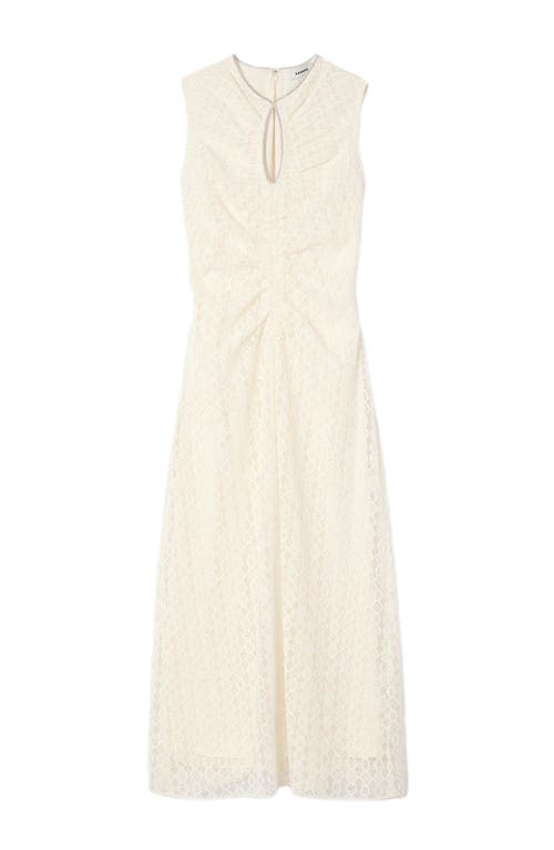 Sandro Lace Keyhole Maxi Dress In Neutral