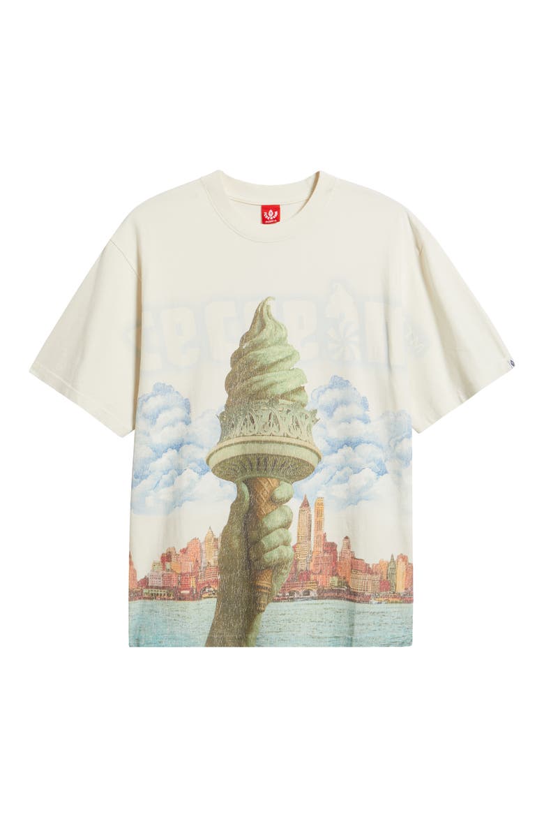 Custard Print Cotton T-Shirt, Alternate, color, ANTIQUE WHITE