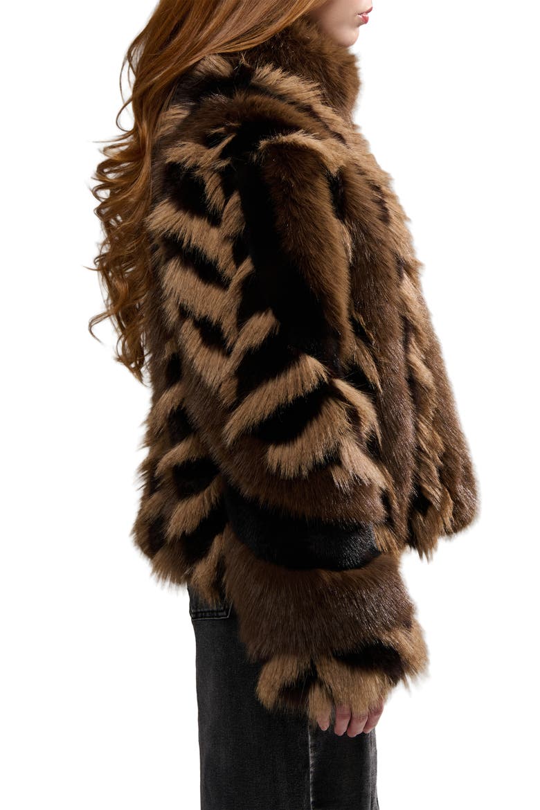 Inez Faux Fur Jacket, Alternate, color, CHOCOLATE