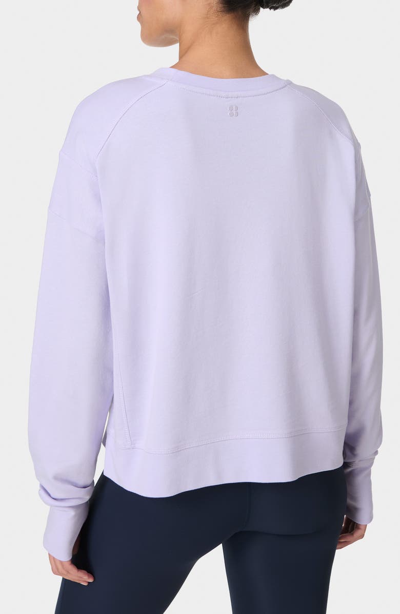 Sweaty Betty After Class Cotton Blend Crop Sweatshirt, Alternate, color, Heather Purple