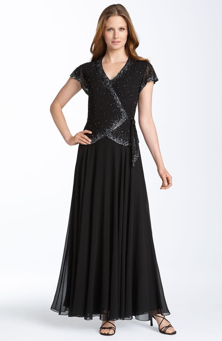 J Kara Beaded Chiffon Gown, Main, color, 