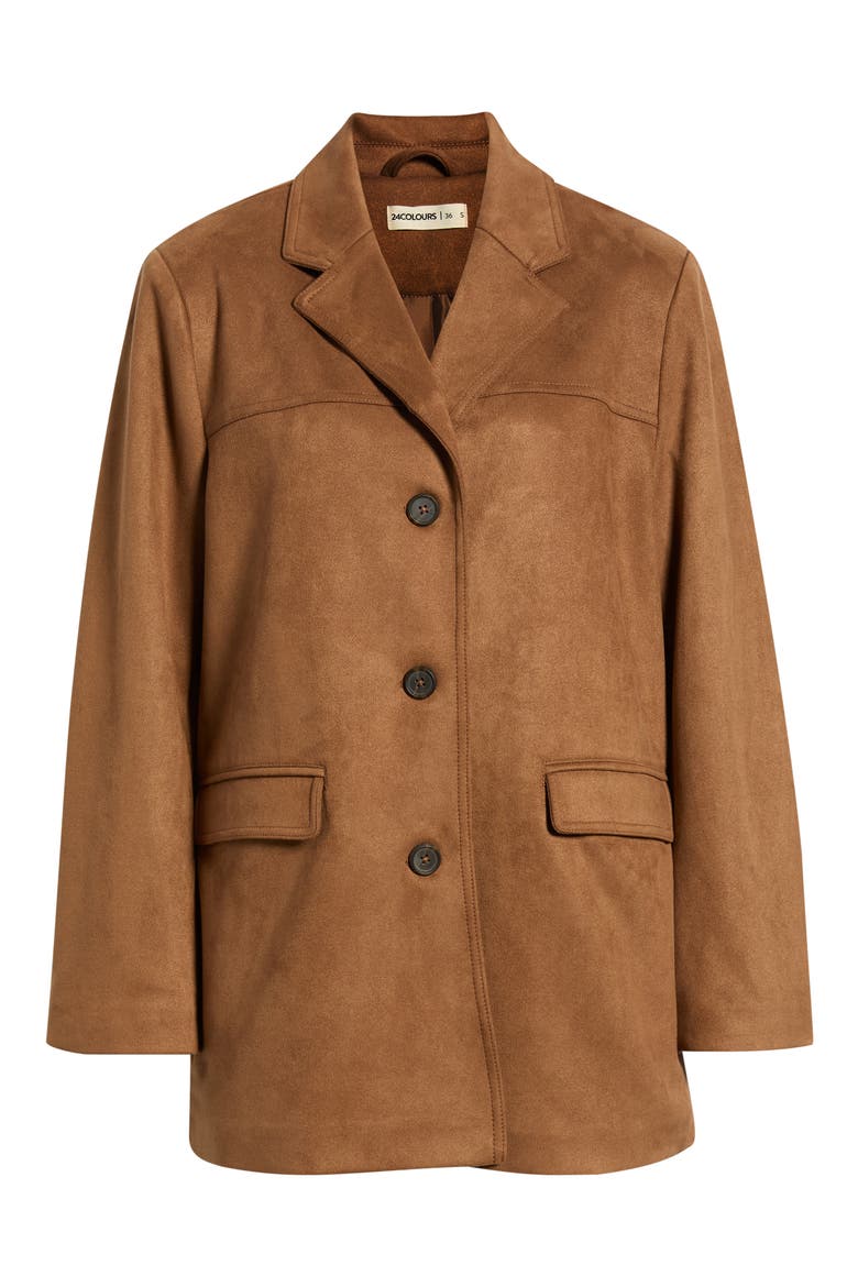 Faux Suede Blazer, Alternate, color, BROWN