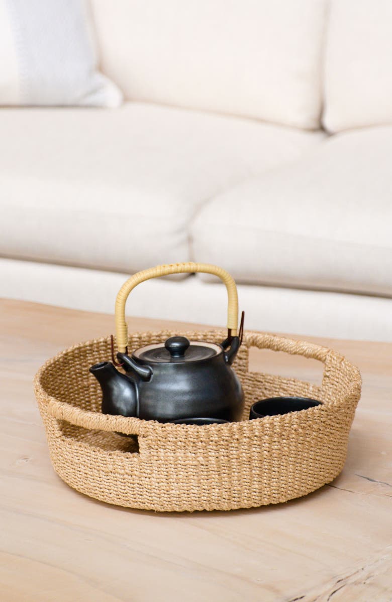 LIKHA Round Tray with Cutout Handles, Alternate, color, Natural