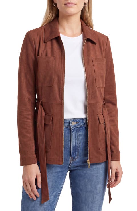 Faux Suede Utility Jacket