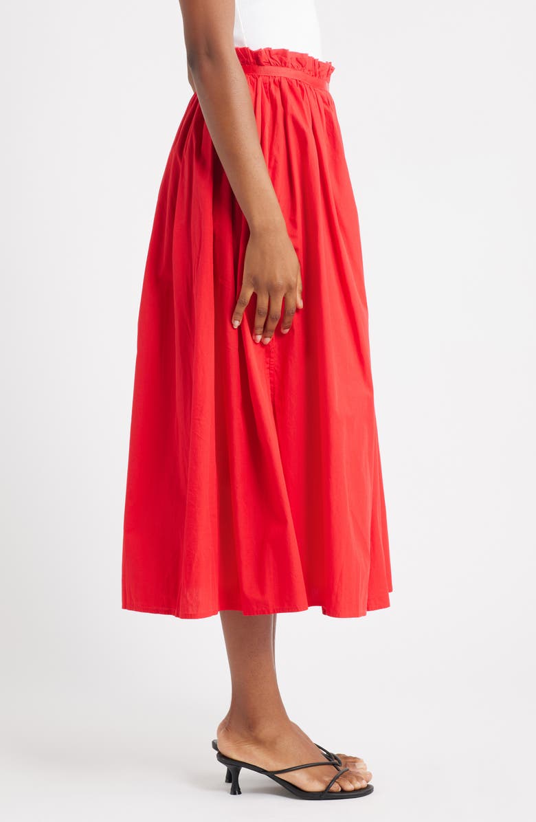 Topshop Crinkle Cotton Maxi Skirt, Alternate, color, Red