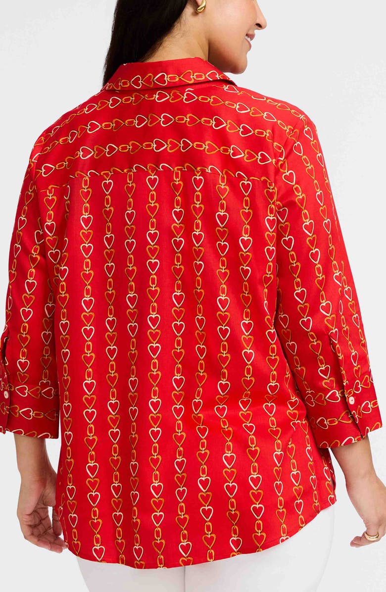Foxcroft Mary Love Chain Print Cotton Button-Up Shirt, Alternate, color, 