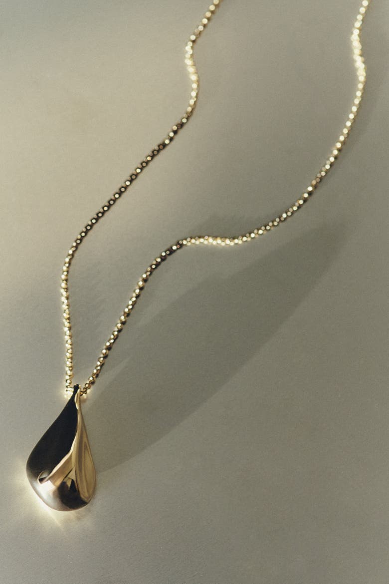 14kt Gold Vermeil Fluid Pebble Necklace, Alternate, color, Yellow Toned Gold