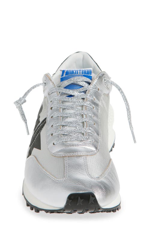 Golden Goose Marathon Nylon Sneakers With Silver Ripstop And Black Star Shoes