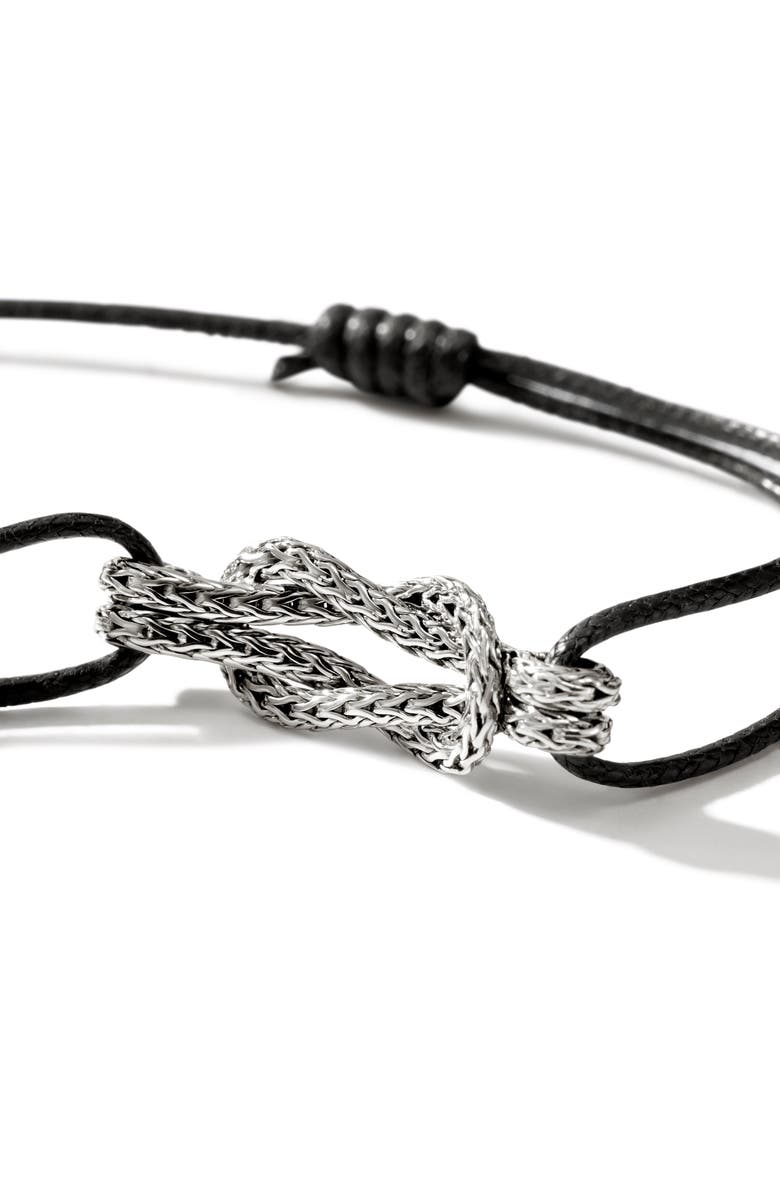 John Hardy Love Knot Sterling Silver Cord Bracelet, Alternate, color,
