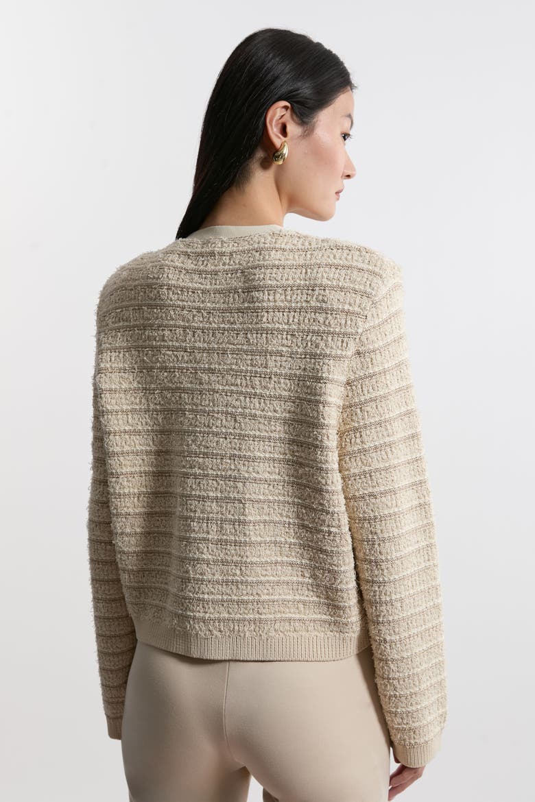 Textured Military Trim Knit Jacket, Alternate, color, Cream