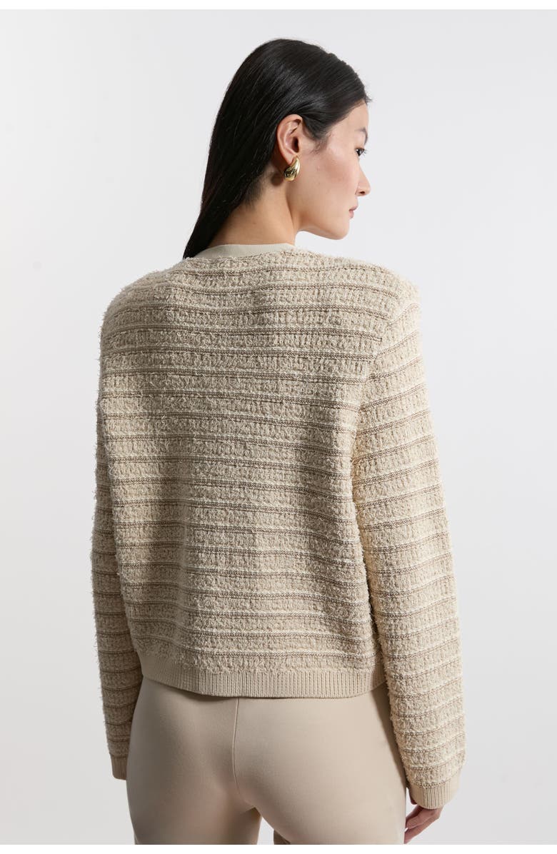 Karen Millen Textured Military Trim Knit Jacket, Alternate, color, Cream