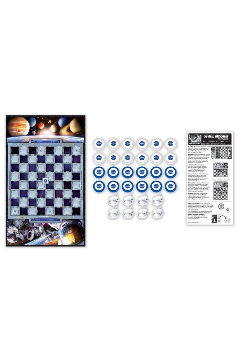 Space Mission Checkers Board Game, Alternate, color, Multicolor