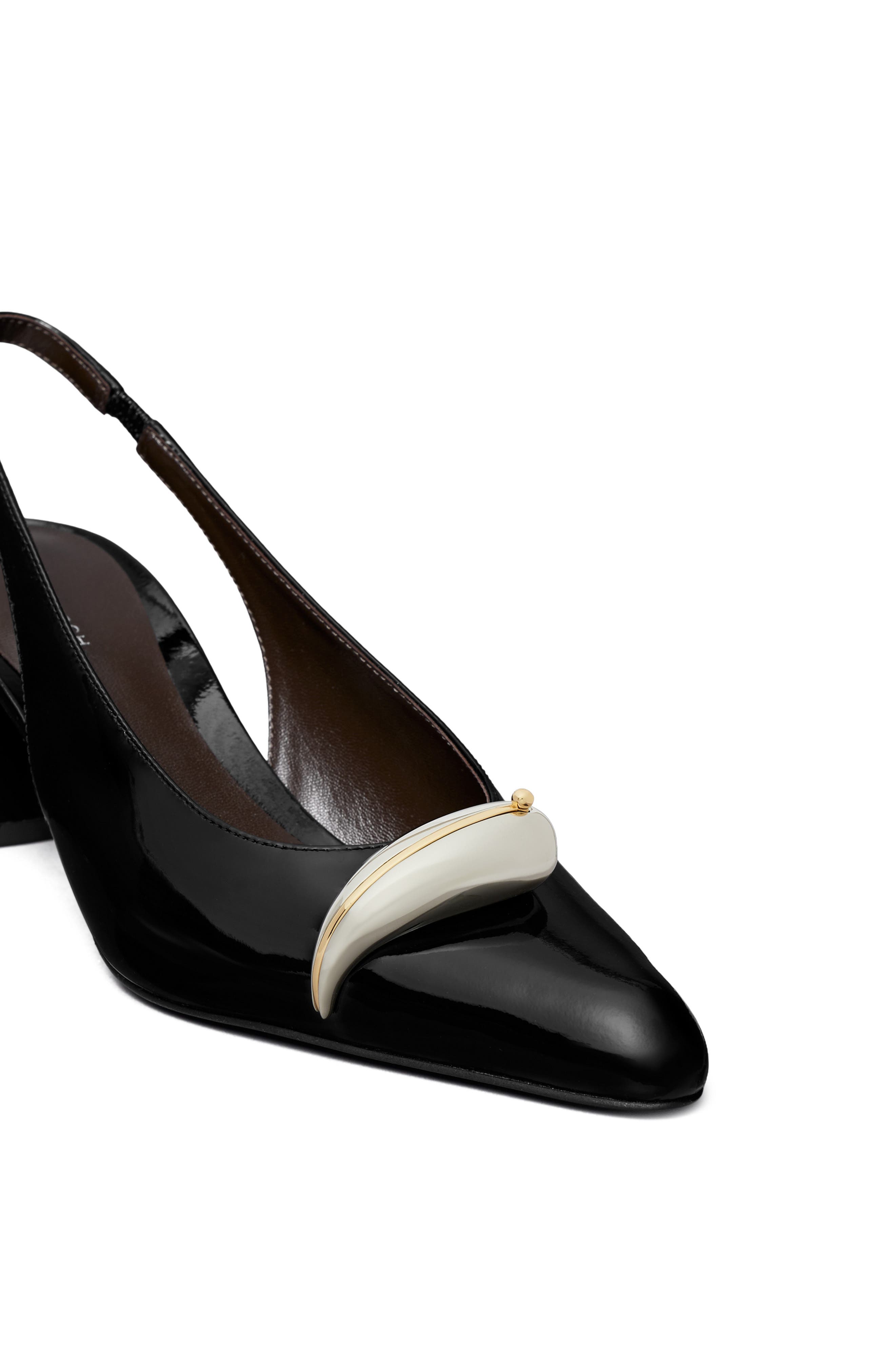 Tory Burch Pierced XL Slingback Pump, Alternate, color, Perfect Black / Silver