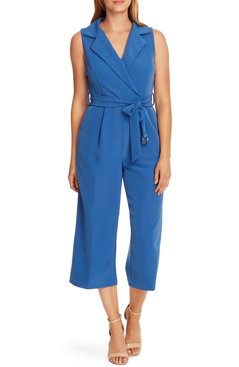 Vince Camuto Notch Lapel Belted Jumpsuit, Main, color, 