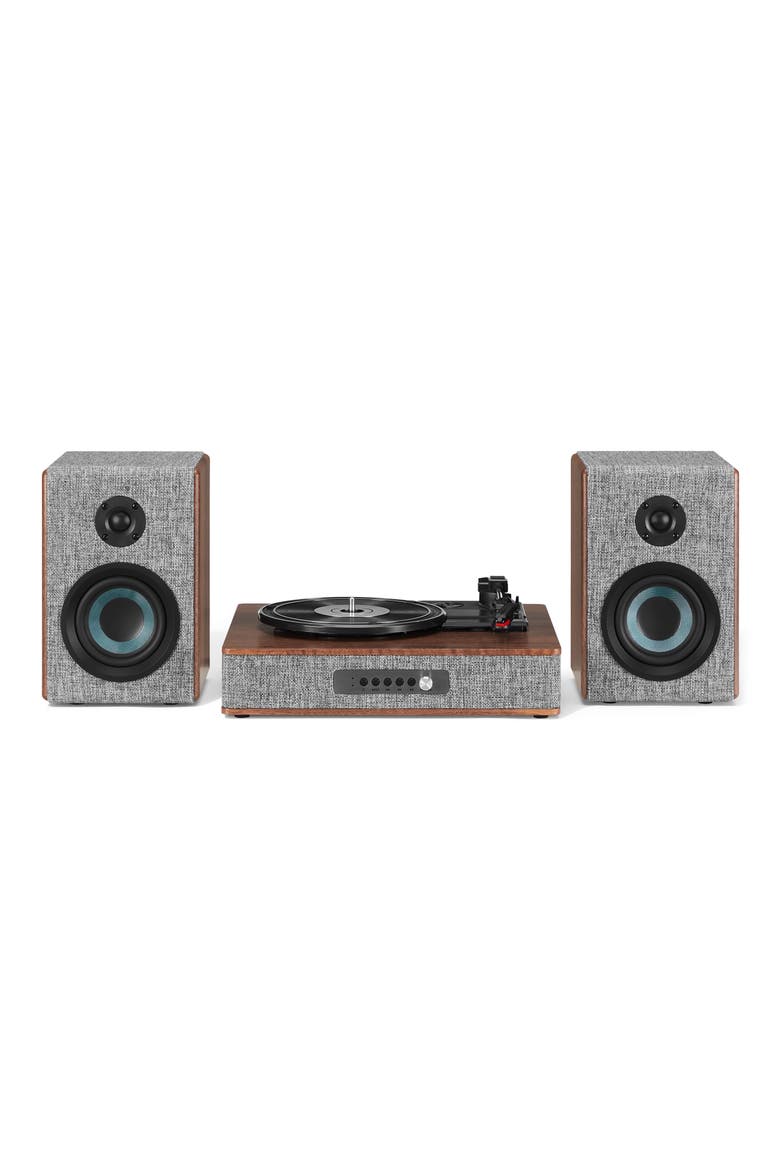 Aria Bluetooth® 3-Speed Turntable & Speakers, Main, color, GRAY
