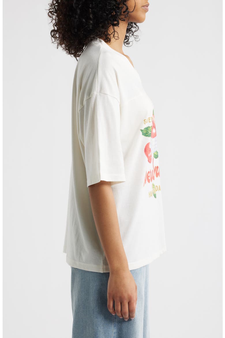 Fresh Cherries V-Neck Graphic T-Shirt, Alternate, color, MARSHMALLOW