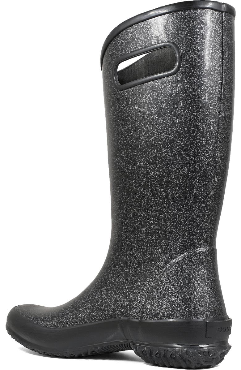 Bogs Glitter Waterproof Rain Boot, Alternate, color, Black